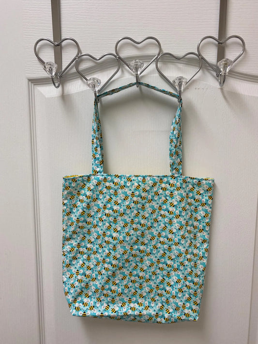 Handmade Reversible Large Tote Bag with Bumble Bees