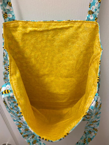 Handmade Reversible Large Tote Bag with Bumble Bees