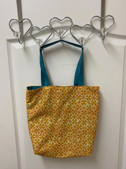 Handmade Reversible Large Tote Bag with Flowers
