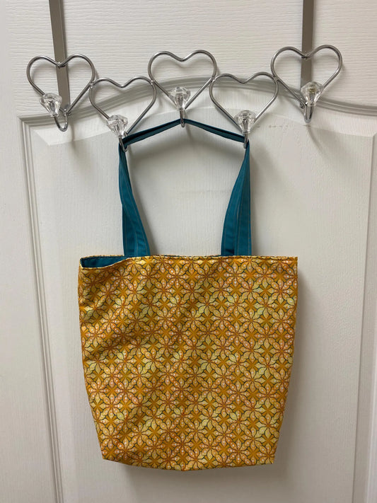 Handmade Reversible Large Tote Bag with Flowers