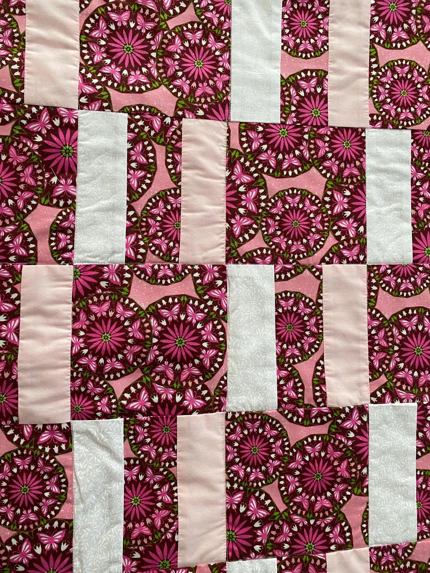 Pink Flowers and Butterfly's Lap Quilt