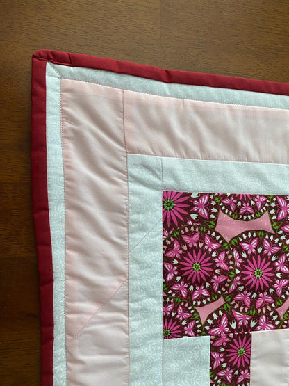 Pink Flowers and Butterfly's Lap Quilt