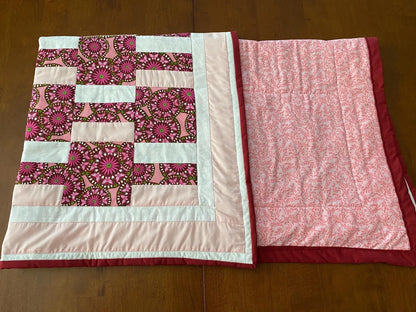 Pink Flowers and Butterfly's Lap Quilt