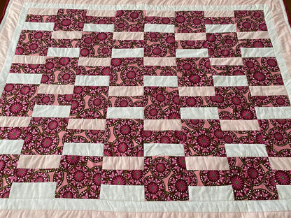 Pink Flowers and Butterfly's Lap Quilt