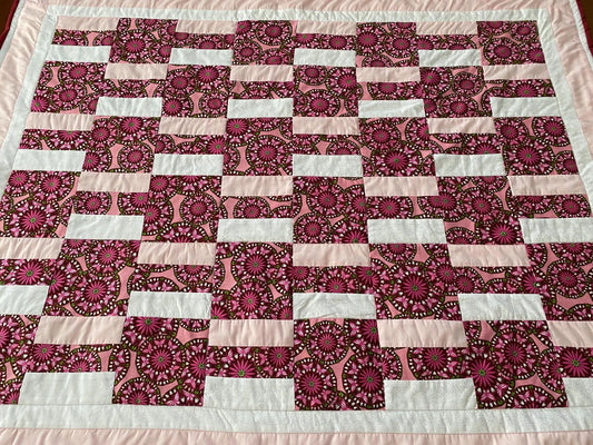 Pink Flowers and Butterfly's Lap Quilt
