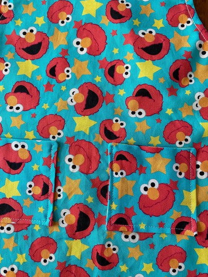Reversible Child Apron with Pockets Featuring Elmo