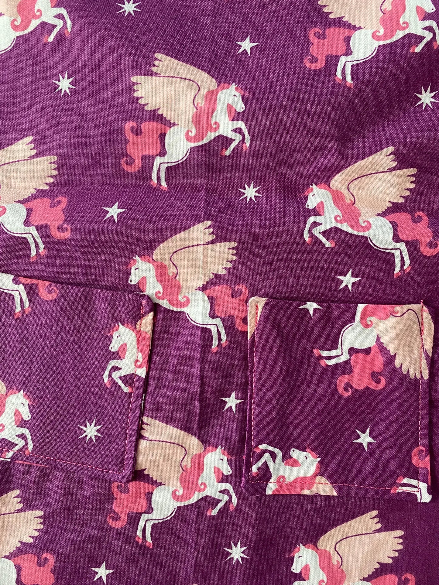 Reversible Child Apron with Pockets Featuring Pegasus