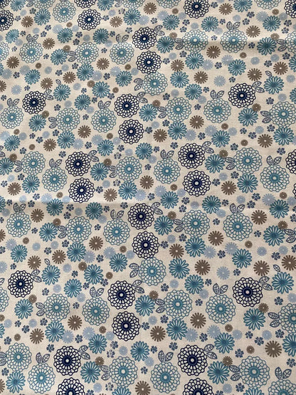 Handmade Standard/Queen Size Pillowcase with Blue and Brown Flowers