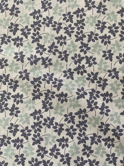 Handmade Standard/Queen Size Pillowcase with Grey and Green Leaves