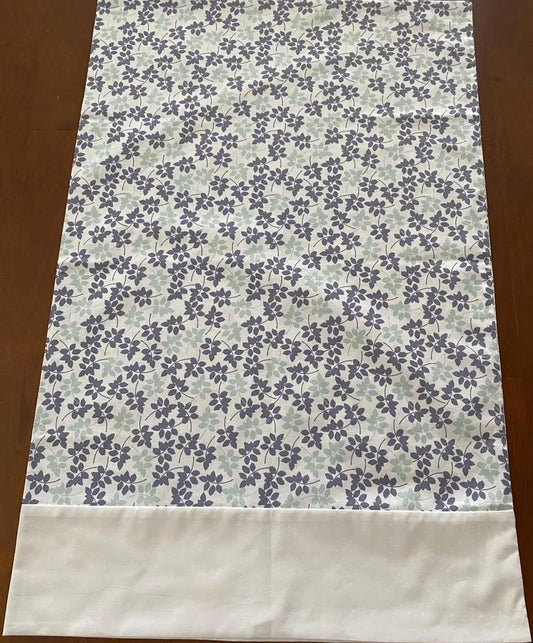 Handmade Standard/Queen Size Pillowcase with Grey and Green Leaves