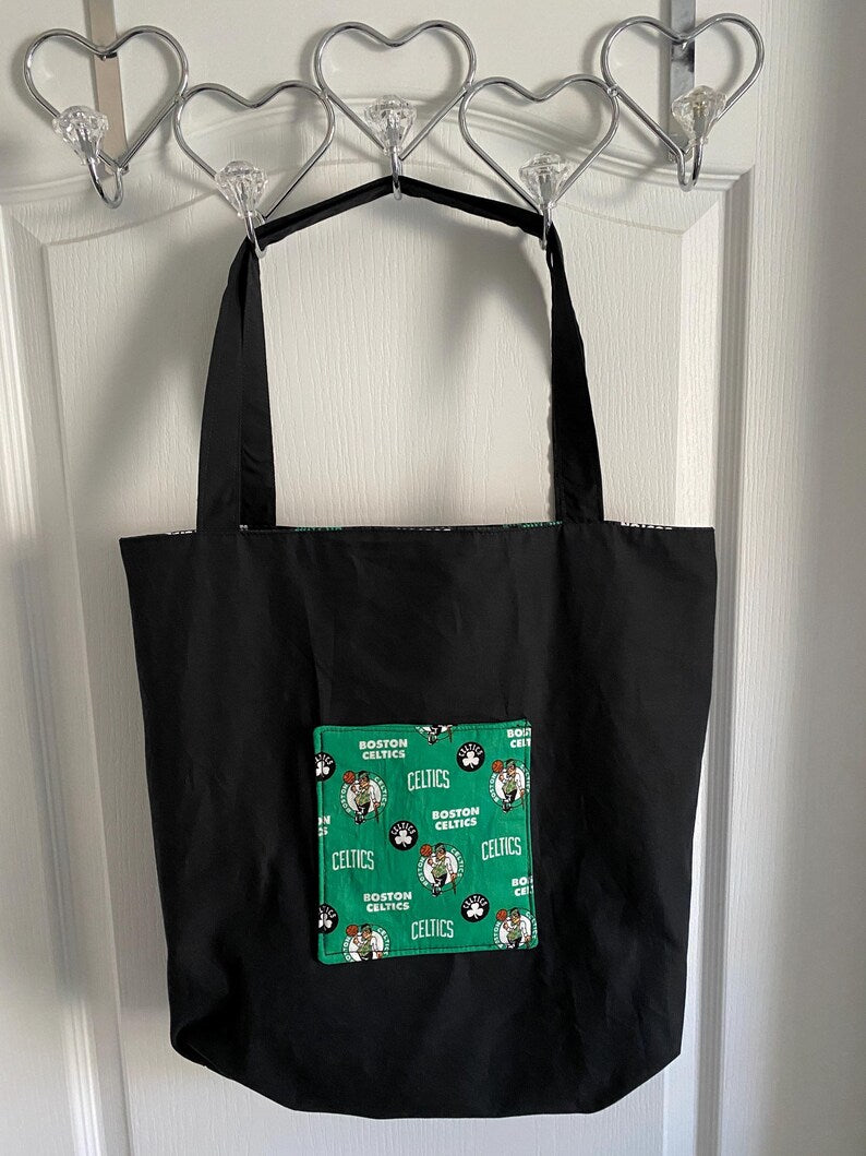 Handmade Lined Large Size Boston Celtics Tote Bag