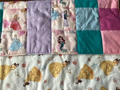 Handmade Toddler Girl Princess and Belle Quilt