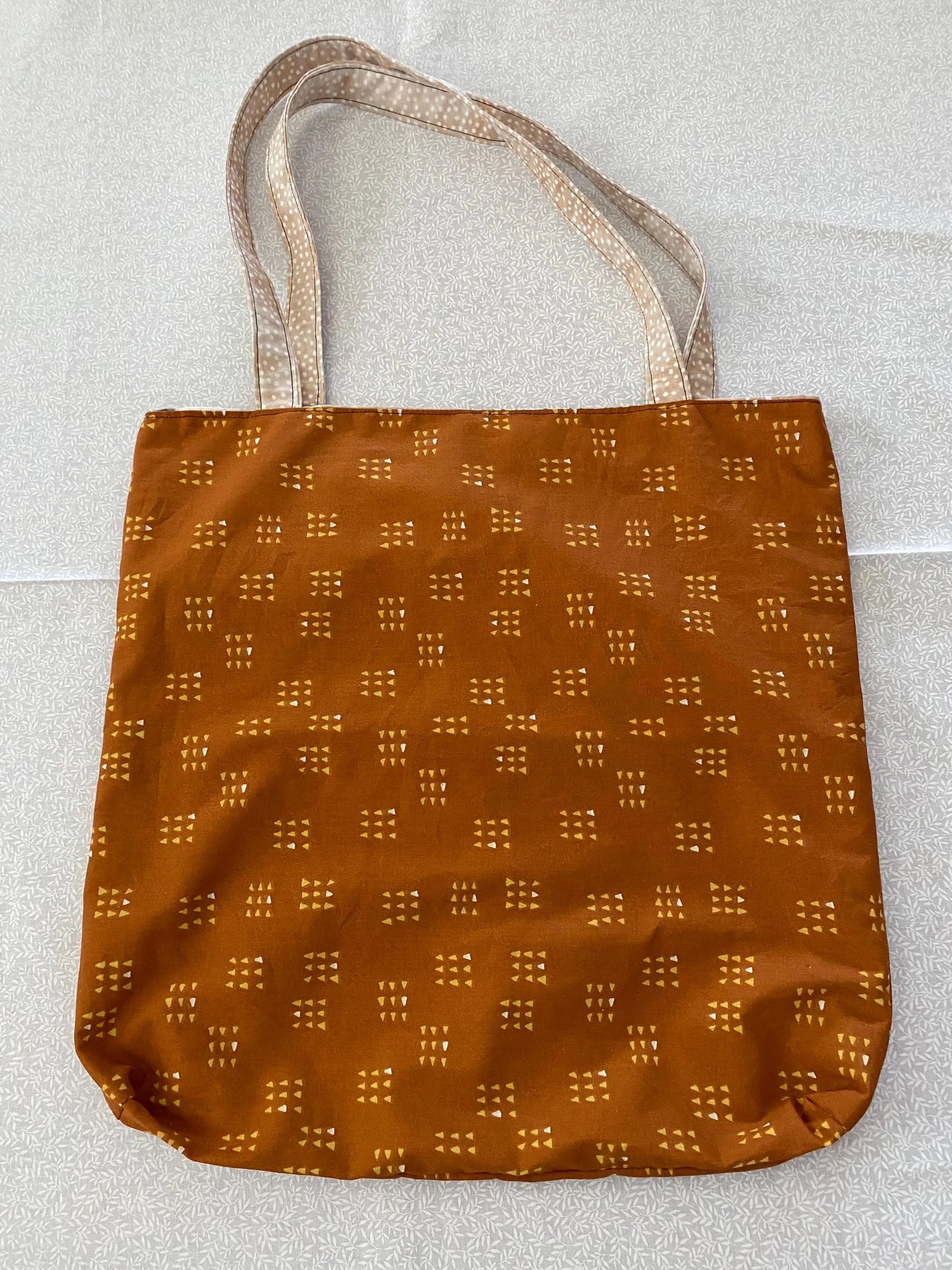 Handmade Reversible Lined Large Size Tote Bag with Falling Leaves