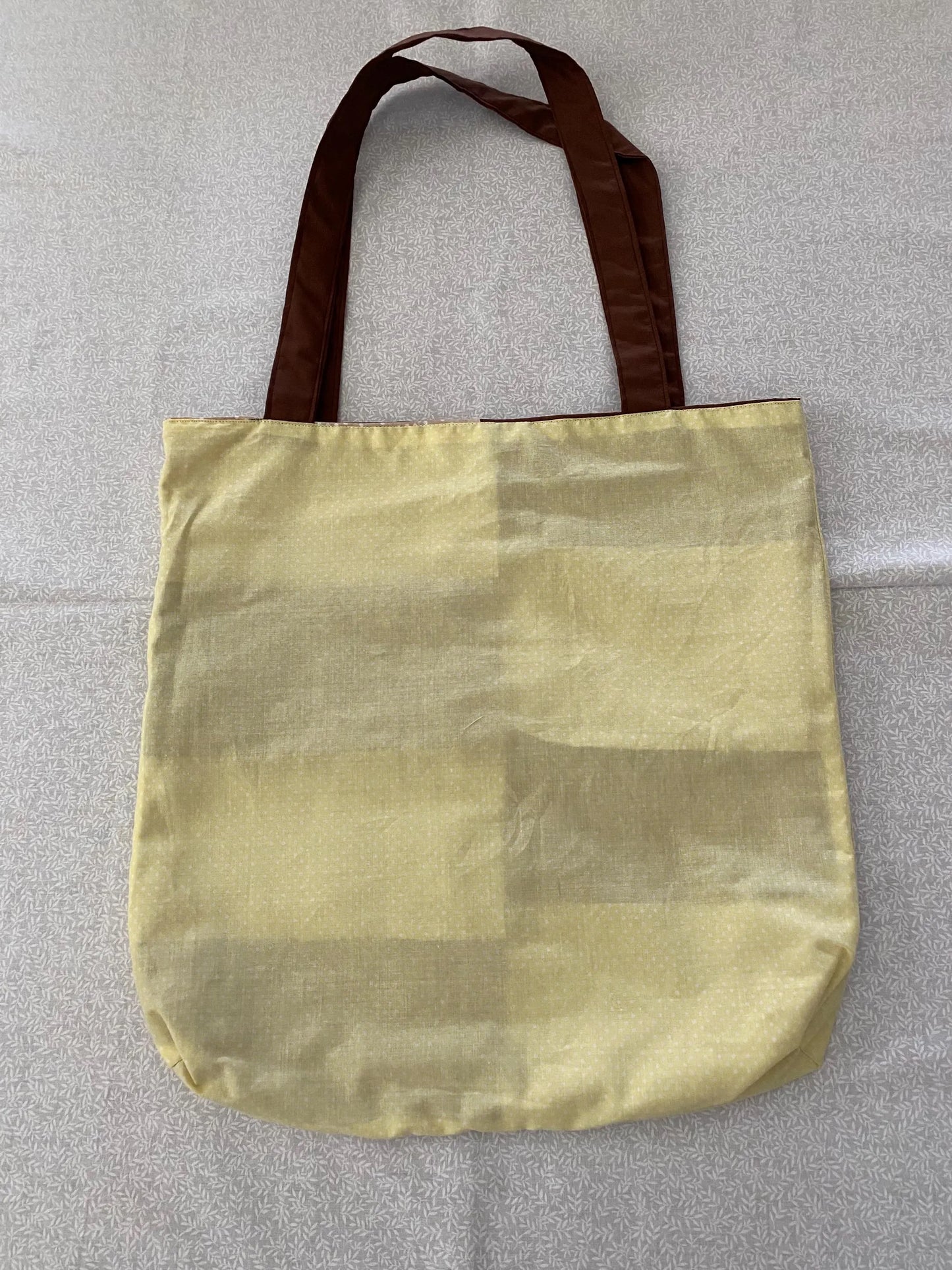 Handmade Reversible Lined Large Size Tote Bag with Brown Blocks