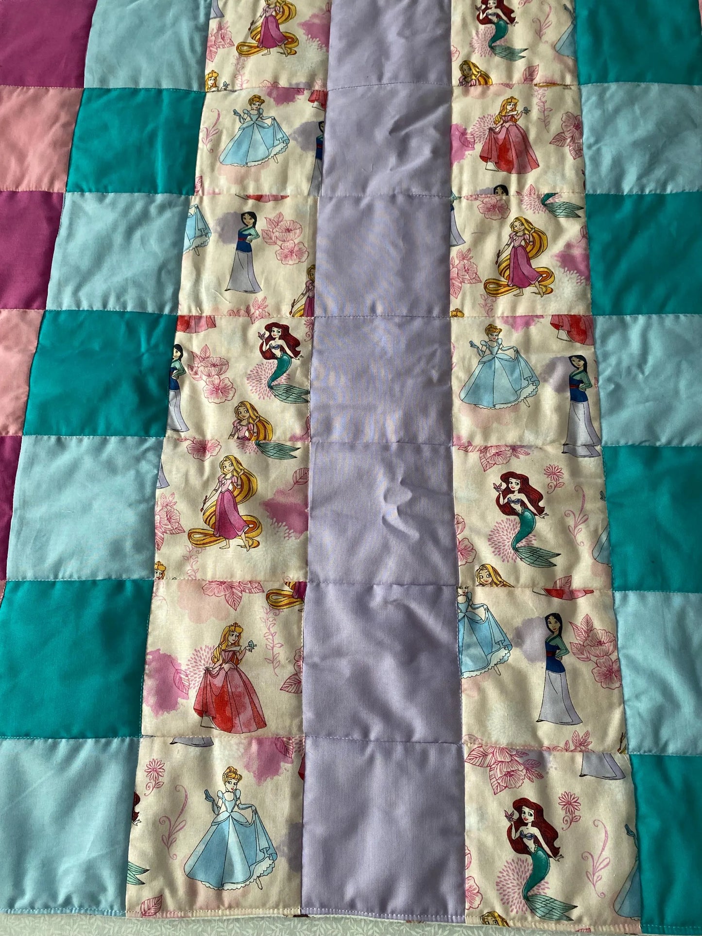 Handmade Toddler Girl Princess and Belle Quilt
