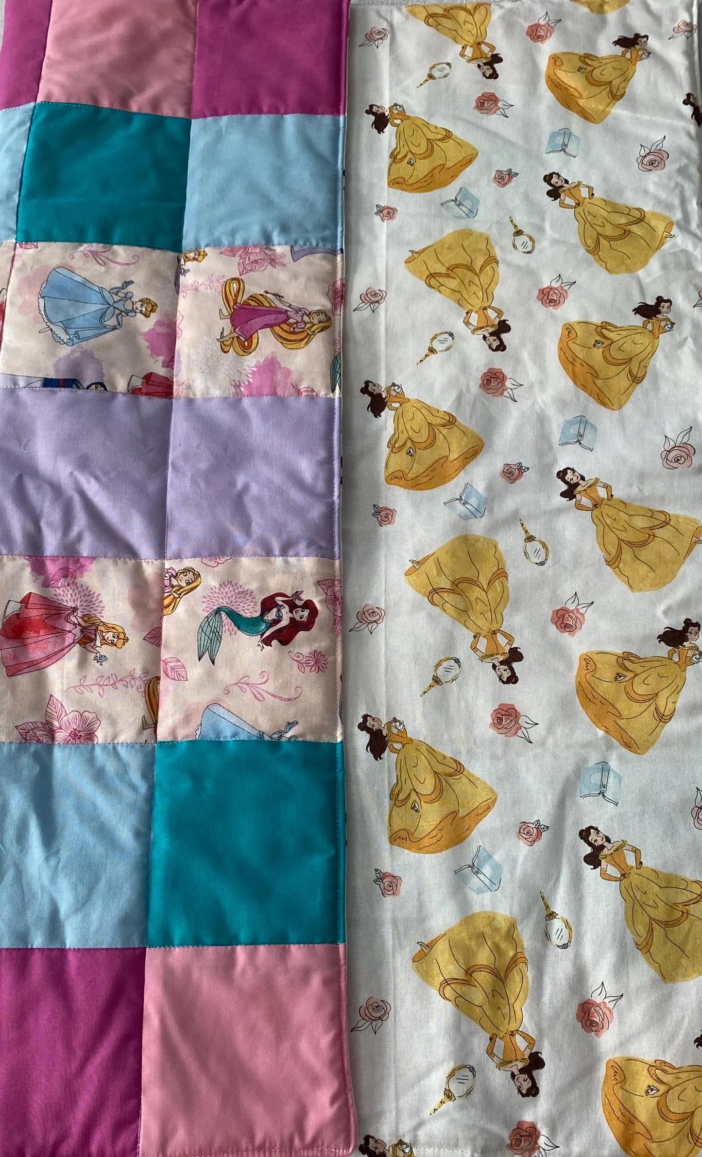 Handmade Toddler Girl Princess and Belle Quilt