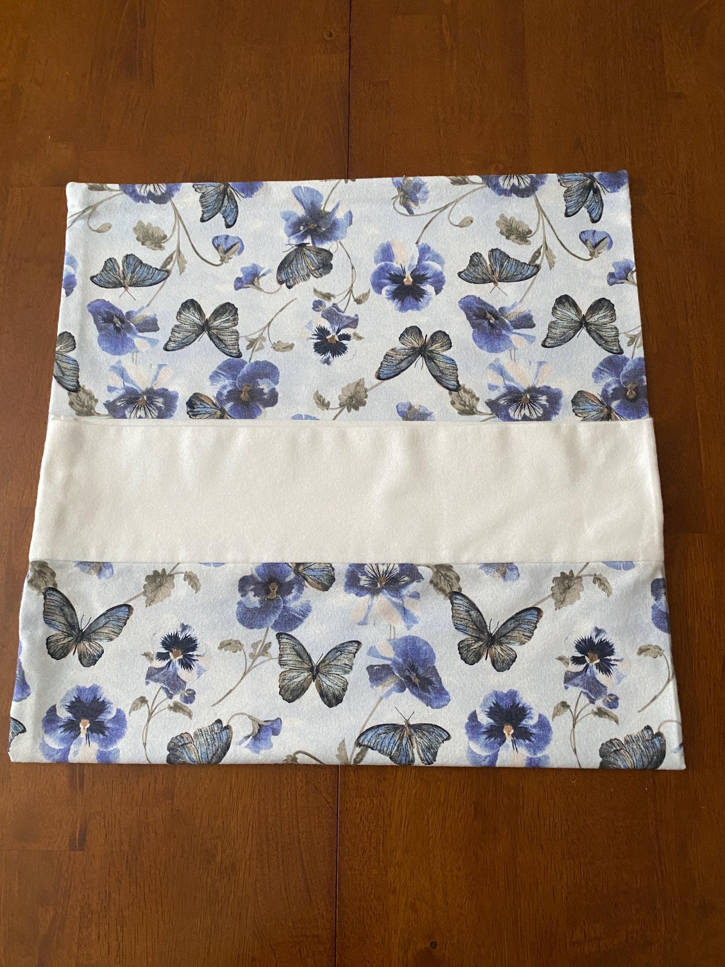 Handmade Standard/Queen Size Flannel Pillowcase Butterfly & Floral