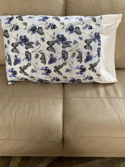 Handmade Standard/Queen Size Flannel Pillowcase Butterfly & Floral