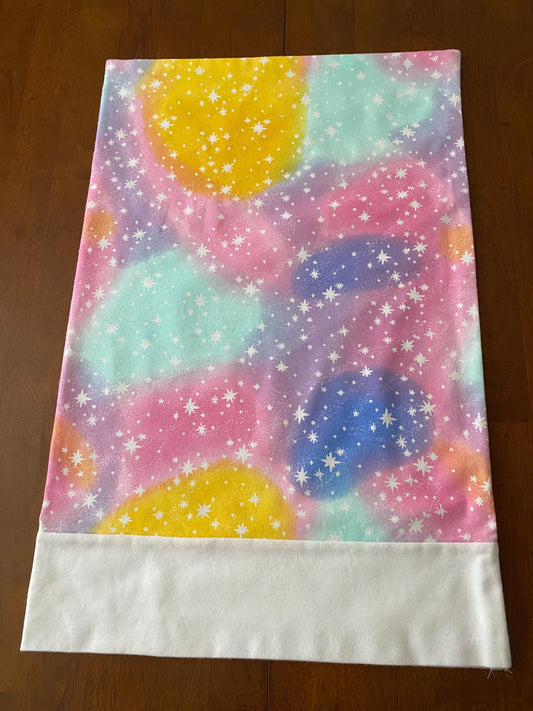Handmade Standard/Queen Size Flannel Pillowcase Stars On Tie Dye