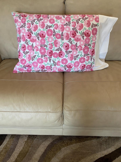 Handmade Standard/Queen Size Flannel Pillowcase Paris Floral