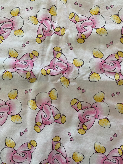 Handmade Baby Doll Quilted Blanket with Colorful Baby Elephants