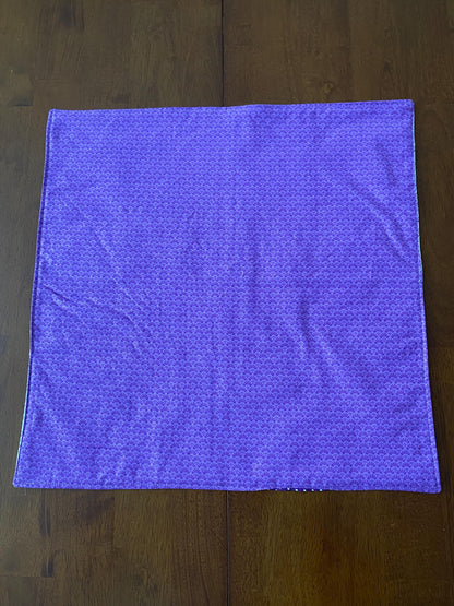 Handmade Baby Doll Quilted Blanket with Polka Dots and Flower Blocks Purple