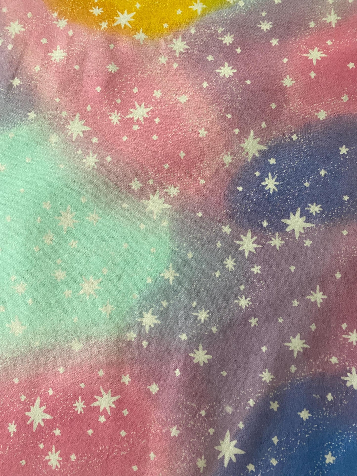 Handmade Standard/Queen Size Flannel Pillowcase Stars On Tie Dye