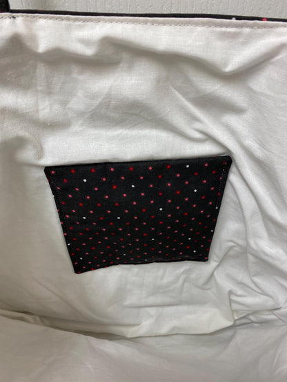 Handmade Lined Large Size Polka Dot on Black Reversible Tote Bag