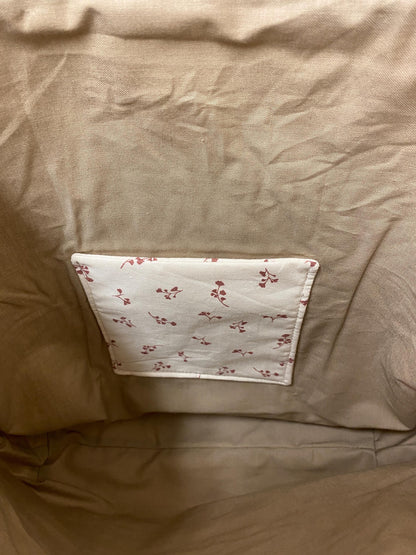 Handmade Lined Large Size Vines on Ivory Reversible Tote Bag
