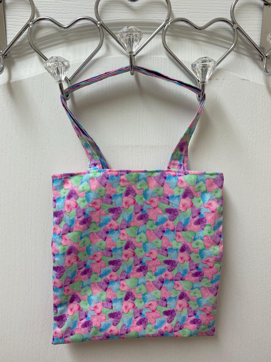 Handmade Lined Child Colorful Hearts Reversible Tote Bag