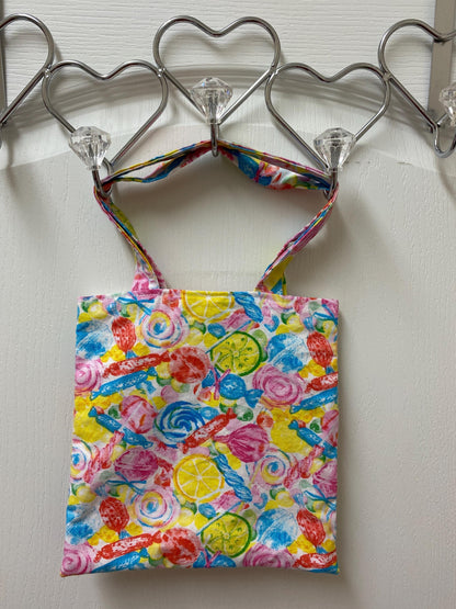Handmade Lined Child Colorful Candy Reversible Tote Bag Stars Lining