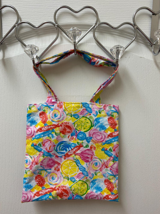 Handmade Lined Child Colorful Candy Reversible Tote Bag Stars Lining