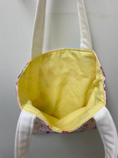 Handmade Lined Child Unicorns Reversible Tote Bag Yellow Lining