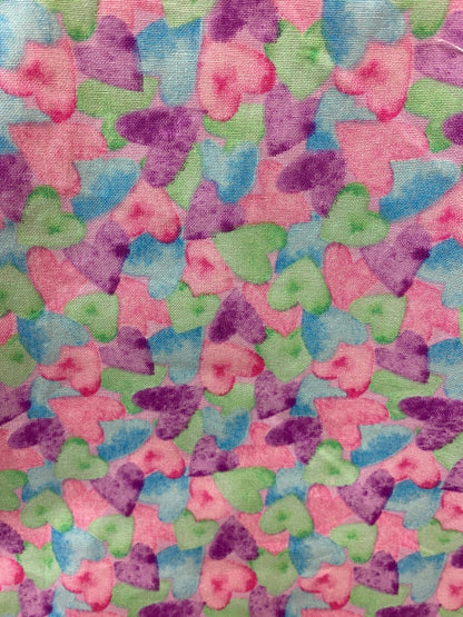Handmade Lined Child Colorful Hearts Reversible Tote Bag