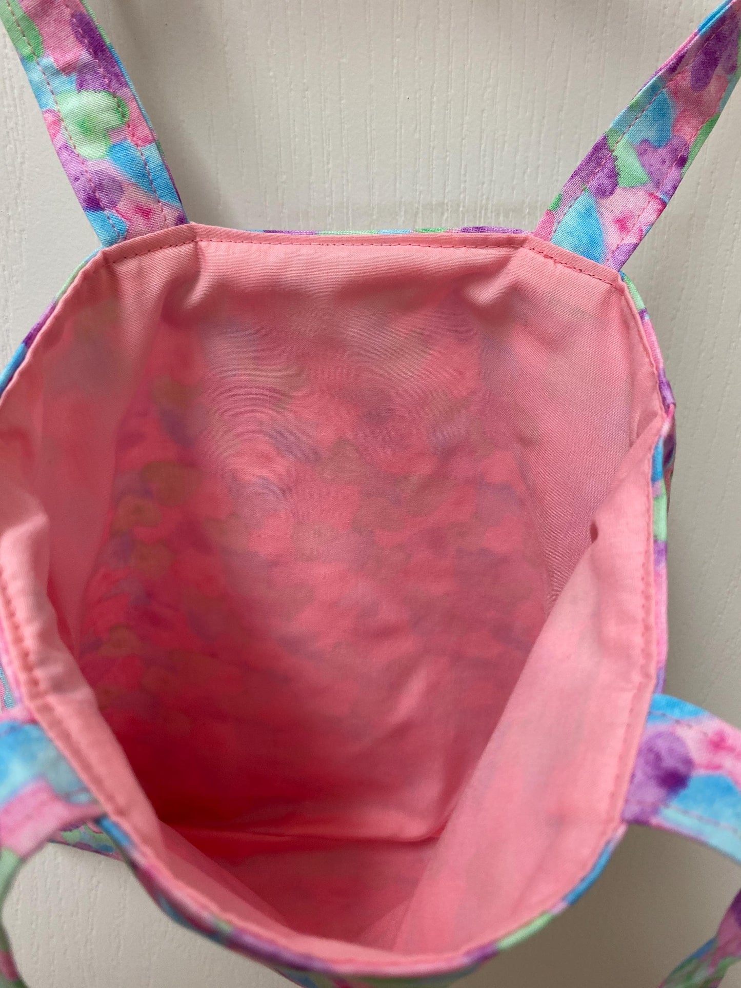 Handmade Lined Child Colorful Hearts Reversible Tote Bag