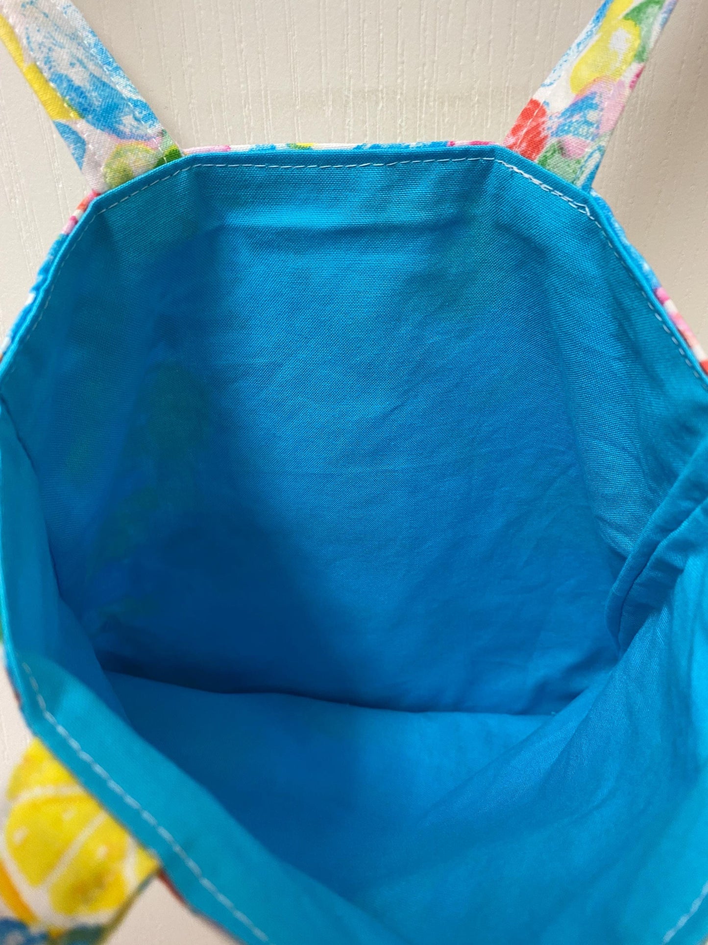 Handmade Lined Child Colorful Candy Reversible Tote Bag Blue Lining