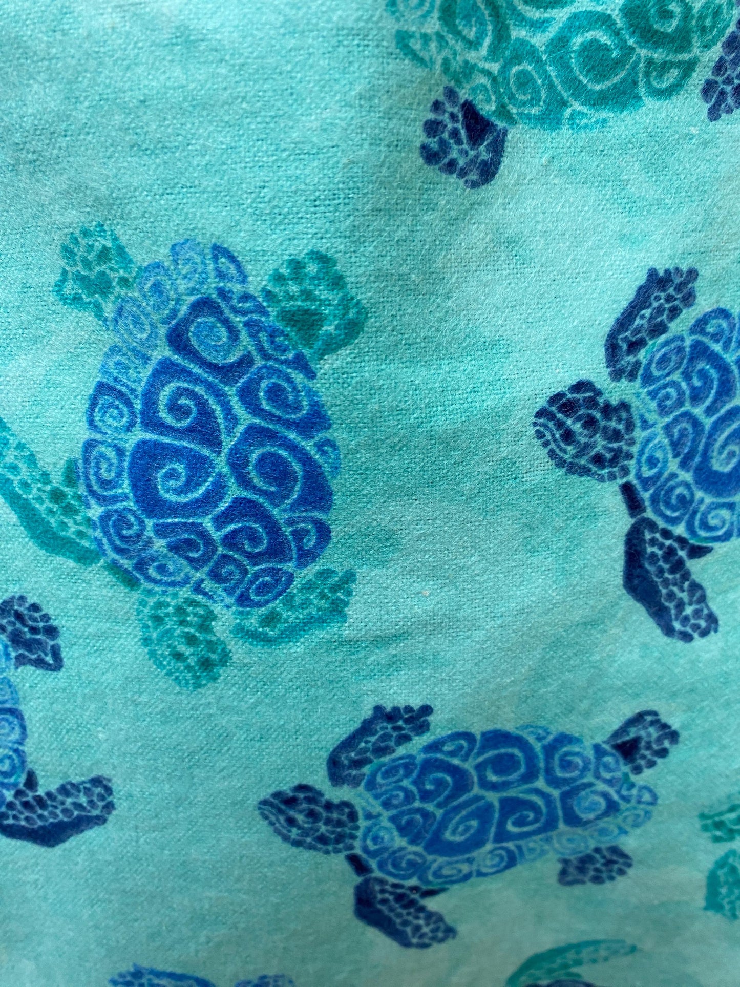 Handmade Lined Child Sea Turtles Reversible Tote Bag Blue Lining