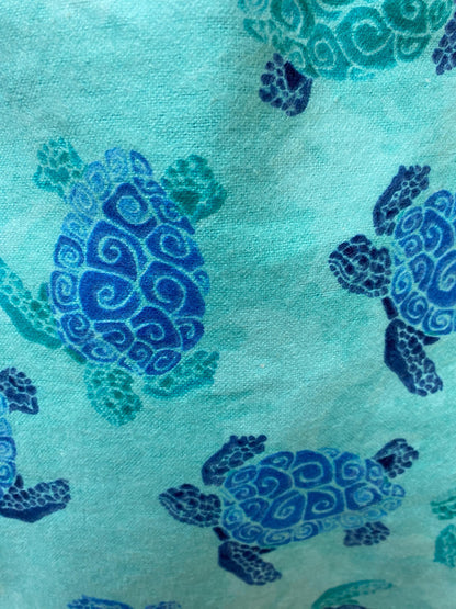 Handmade Lined Child Sea Turtles Reversible Tote Bag Blue Lining