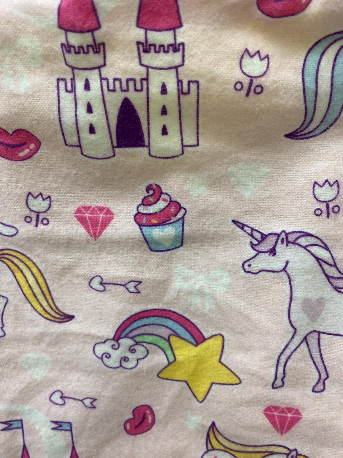 Handmade Lined Child Unicorns Reversible Tote Bag Yellow Lining