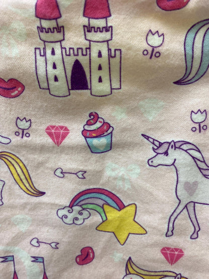 Handmade Lined Child Unicorns Reversible Tote Bag Yellow Lining